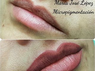 Antes y después micropigmentación de labios relleno completo de mucosa